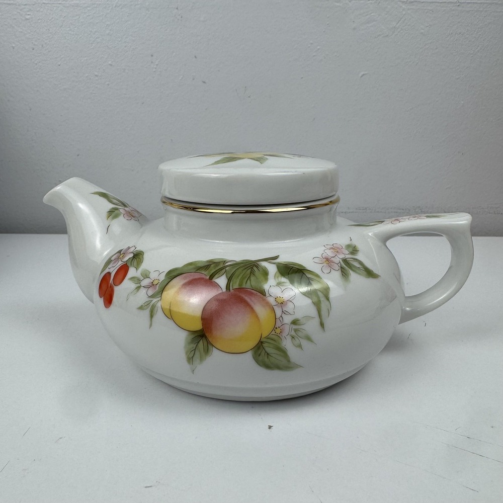 Vtg Andrea by Sadek Japan Porcelain Teapot Fruit Floral Cottagecore Tea Pot‎